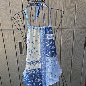 SHEIN Navy and Light Blue Patterned Top